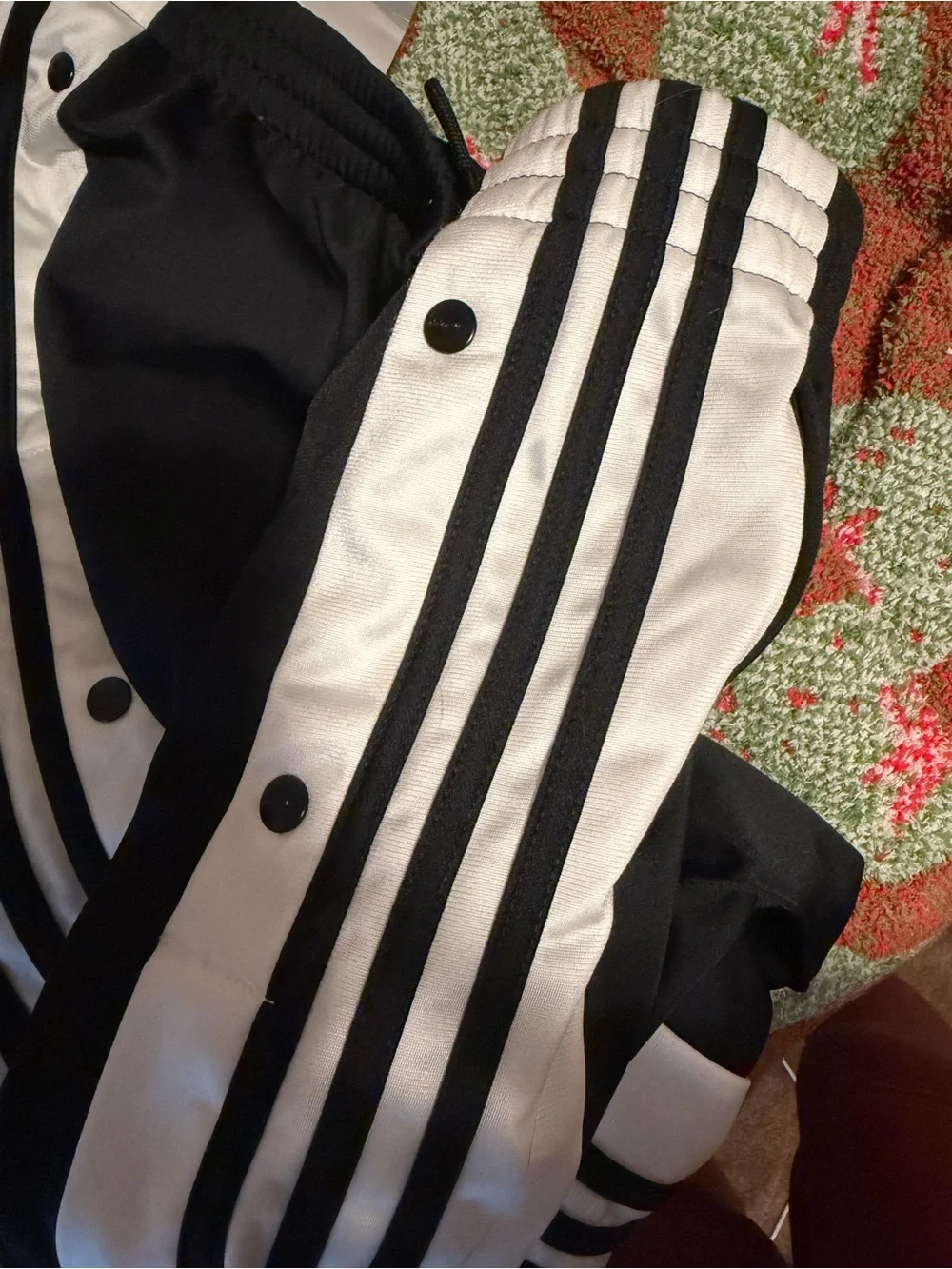 adidas Black & White Snap-Front Track Pants for men - Picture 4 of 4